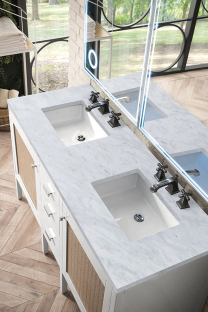 James Martin - Addison 60" Double Vanity, Glossy White w/ 3 CM Carrara White Top - E444-V60D-GW-3CAR view 3