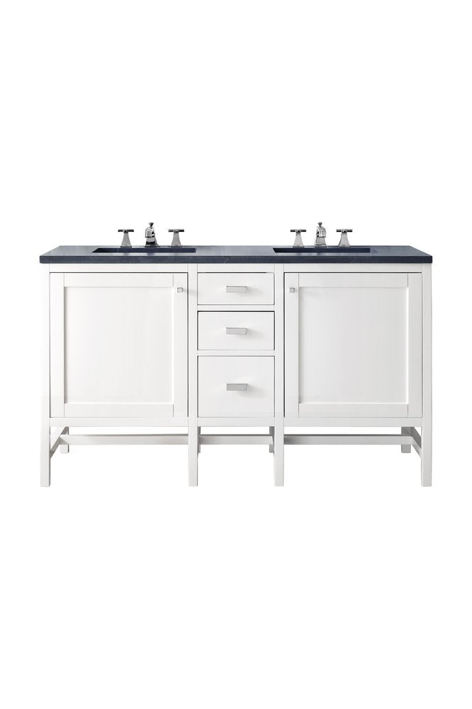 James Martin - Addison 60" Double Vanity, Glossy White w/ 3 CM Charcoal Soapstone Silestone Top - E444-V60D-GW-3CSP view 1