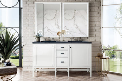 James Martin - Addison 60" Double Vanity, Glossy White w/ 3 CM Charcoal Soapstone Silestone Top - E444-V60D-GW-3CSP view 2