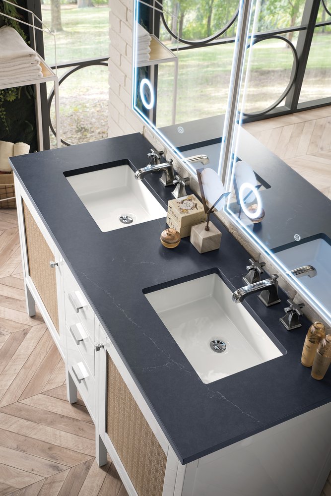 James Martin - Addison 60" Double Vanity, Glossy White w/ 3 CM Charcoal Soapstone Silestone Top - E444-V60D-GW-3CSP view 3