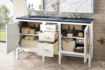 James Martin - Addison 60" Double Vanity, Glossy White w/ 3 CM Charcoal Soapstone Silestone Top - E444-V60D-GW-3CSP view 4