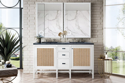 James Martin - Addison 60" Double Vanity, Glossy White w/ 3 CM Charcoal Soapstone Silestone Top - E444-V60D-GW-3CSP view 5