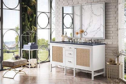 James Martin - Addison 60" Double Vanity, Glossy White w/ 3 CM Charcoal Soapstone Silestone Top - E444-V60D-GW-3CSP view 6