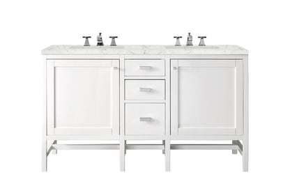 James Martin - Addison 60" Double Vanity, Glossy White w/ 3 CM Eternal Jasmine Pearl Silestone Top - E444-V60D-GW-3EJP view 1