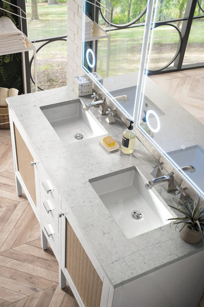 James Martin - Addison 60" Double Vanity, Glossy White w/ 3 CM Eternal Jasmine Pearl Silestone Top - E444-V60D-GW-3EJP view 3