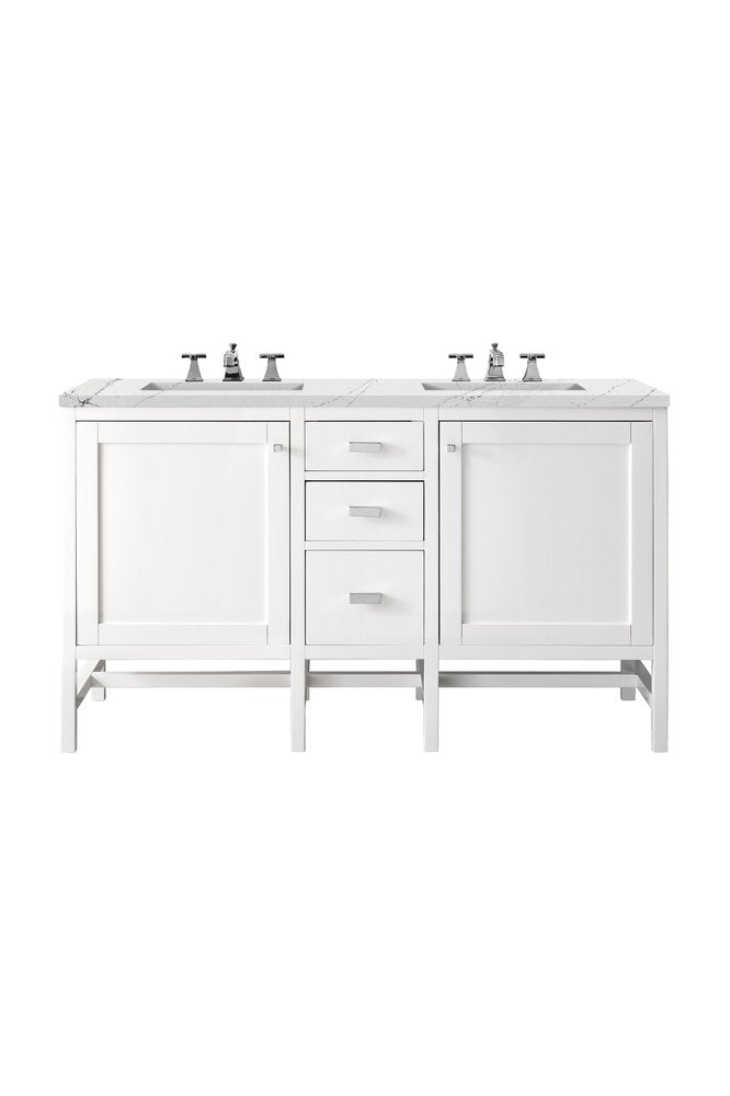 James Martin - Addison 60" Double Vanity, Glossy White w/ 3 CM Ethereal Noctis Top - E444-V60D-GW-3ENC view 1