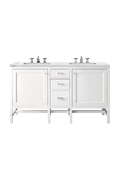 James Martin - Addison 60" Double Vanity, Glossy White w/ 3 CM Ethereal Noctis Top - E444-V60D-GW-3ENC view 1
