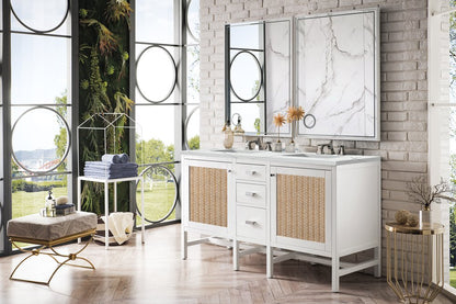 James Martin - Addison 60" Double Vanity, Glossy White w/ 3 CM Ethereal Noctis Top - E444-V60D-GW-3ENC view 3
