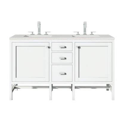 James Martin - Addison 60" Double Vanity, Glossy White w/ 3 CM Lime Delight Silestone Top - E444-V60D-GW-3LDL view 1