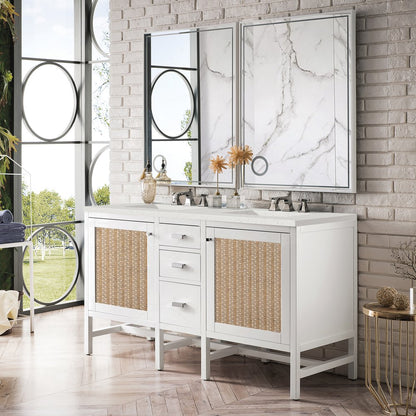 James Martin - Addison 60" Double Vanity, Glossy White w/ 3 CM Lime Delight Silestone Top - E444-V60D-GW-3LDL view 3