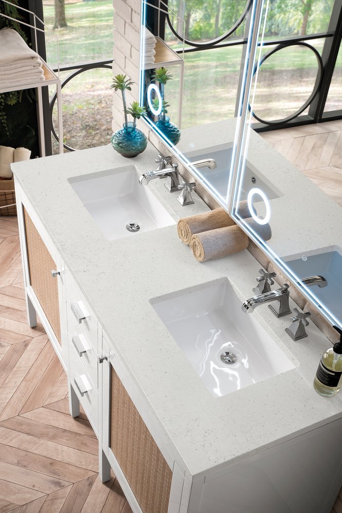 James Martin - Addison 60" Double Vanity, Glossy White w/ 3 CM Lime Delight Silestone Top - E444-V60D-GW-3LDL view 5