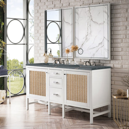 James Martin - Addison 60" Double Vanity, Glossy White w/ 3 CM Parisien Bleu Silestone Top - E444-V60D-GW-3PBL view 3