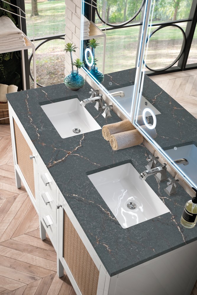 James Martin - Addison 60" Double Vanity, Glossy White w/ 3 CM Parisien Bleu Silestone Top - E444-V60D-GW-3PBL view 5