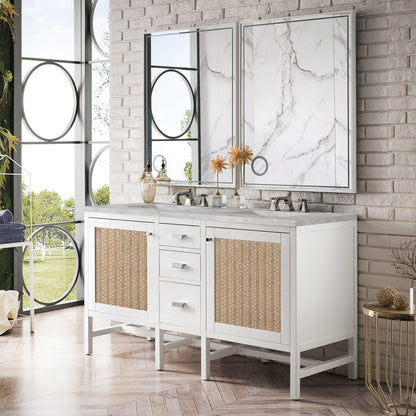 James Martin - Addison 60" Double Vanity, Glossy White w/ 3 CM Victorian Silver Silestone Top - E444-V60D-GW-3VSL view 3