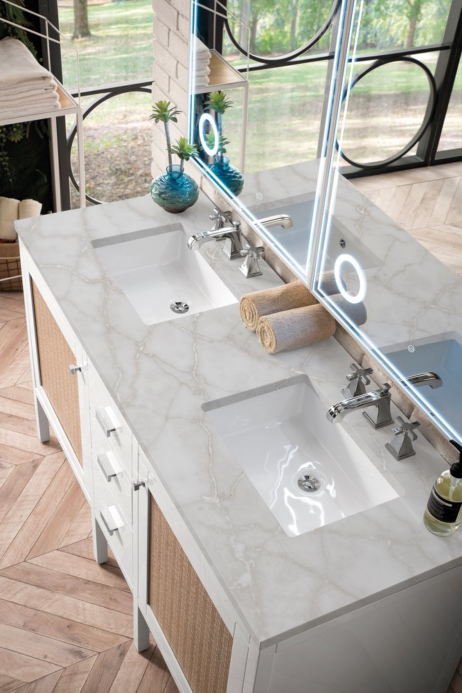 James Martin - Addison 60" Double Vanity, Glossy White w/ 3 CM Victorian Silver Silestone Top - E444-V60D-GW-3VSL view 5