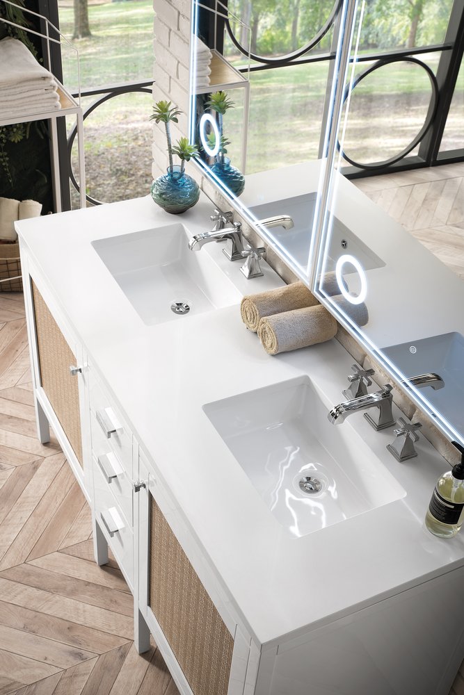 James Martin - Addison 60" Double Vanity, Glossy White w/ 3 CM White Zeus Silestone Top - E444-V60D-GW-3WZ view 3
