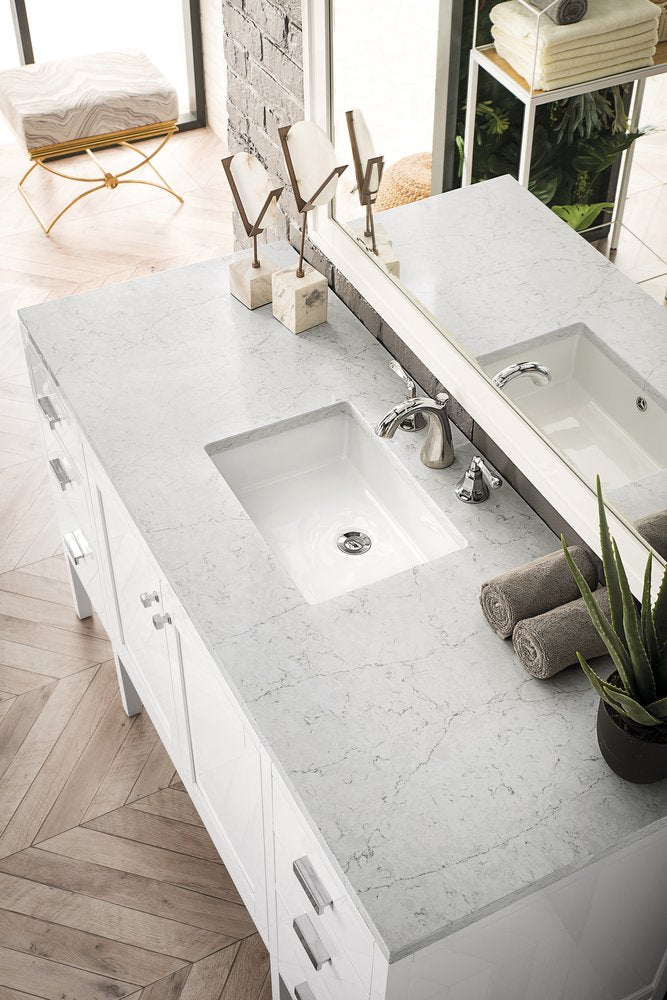 James Martin - Addison 60" Single Vanity, Glossy White w/ 3 CM Carrara White Top - E444-V60S-GW-3CAR view 3