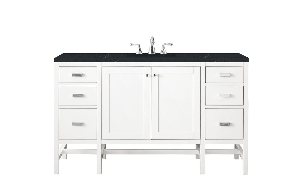James Martin - Addison 60" Single Vanity, Glossy White w/ 3 CM Charcoal Soapstone Silestone Top - E444-V60S-GW-3CSP view 1