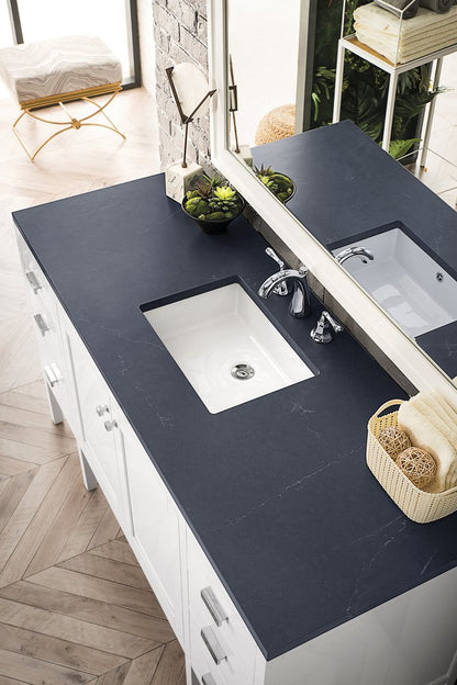 James Martin - Addison 60" Single Vanity, Glossy White w/ 3 CM Charcoal Soapstone Silestone Top - E444-V60S-GW-3CSP view 3