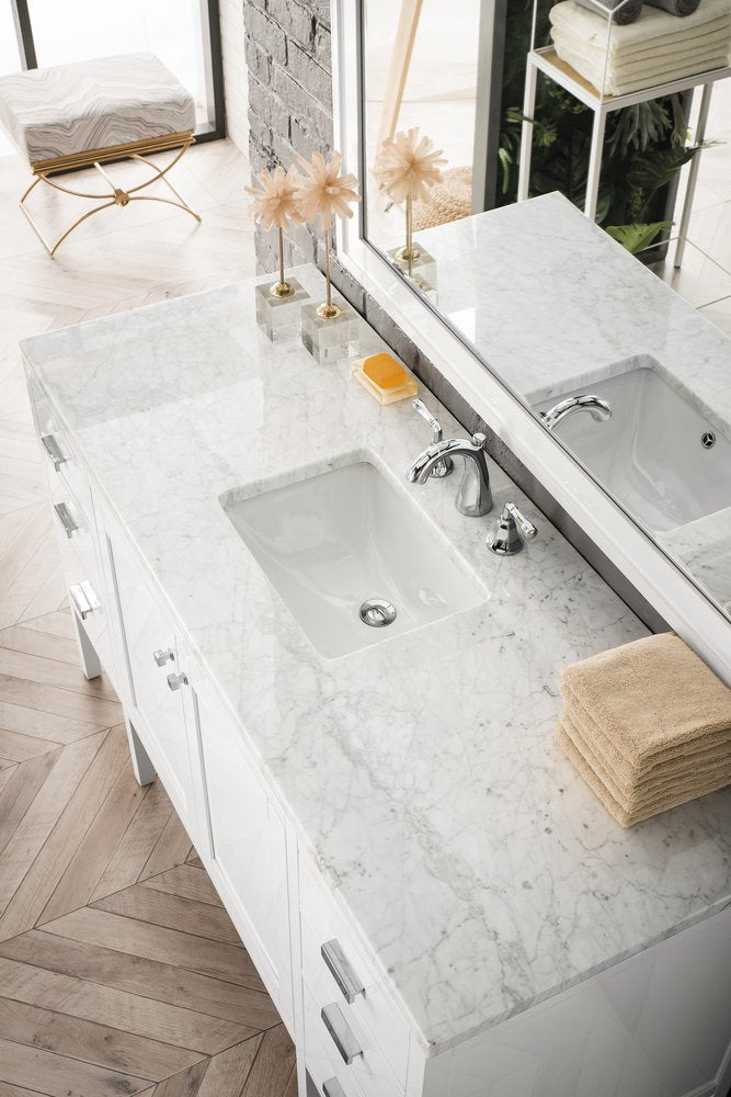 James Martin - Addison 60" Single Vanity, Glossy White w/ 3 CM Eternal Jasmine Pearl Silestone Top - E444-V60S-GW-3EJP view 3
