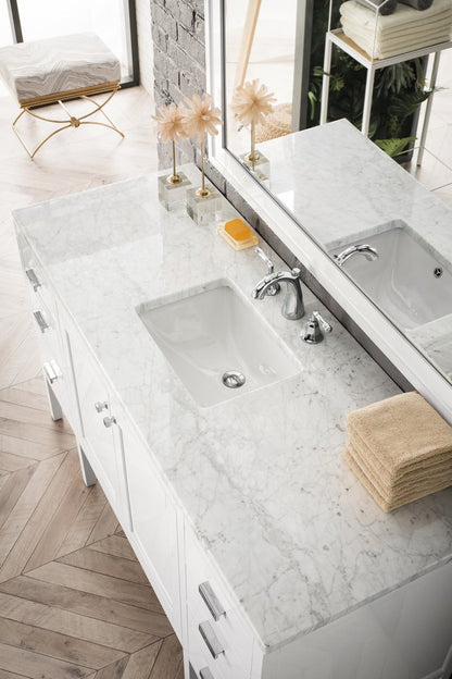 James Martin - Addison 60" Single Vanity, Glossy White w/ 3 CM Eternal Jasmine Pearl Silestone Top - E444-V60S-GW-3EJP view 3