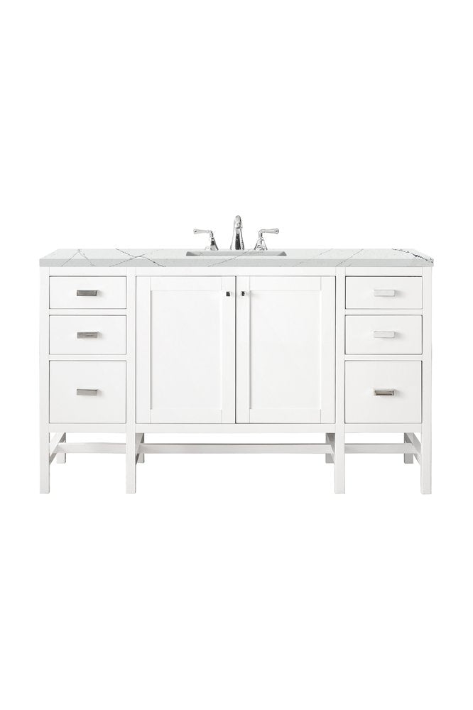 James Martin - Addison 60" Single Vanity, Glossy White w/ 3 CM Ethereal Noctis Top - E444-V60S-GW-3ENC view 1