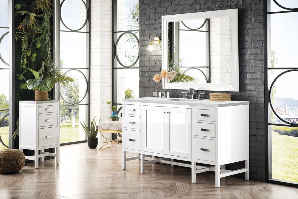 James Martin - Addison 60" Single Vanity, Glossy White w/ 3 CM Ethereal Noctis Top - E444-V60S-GW-3ENC view 3