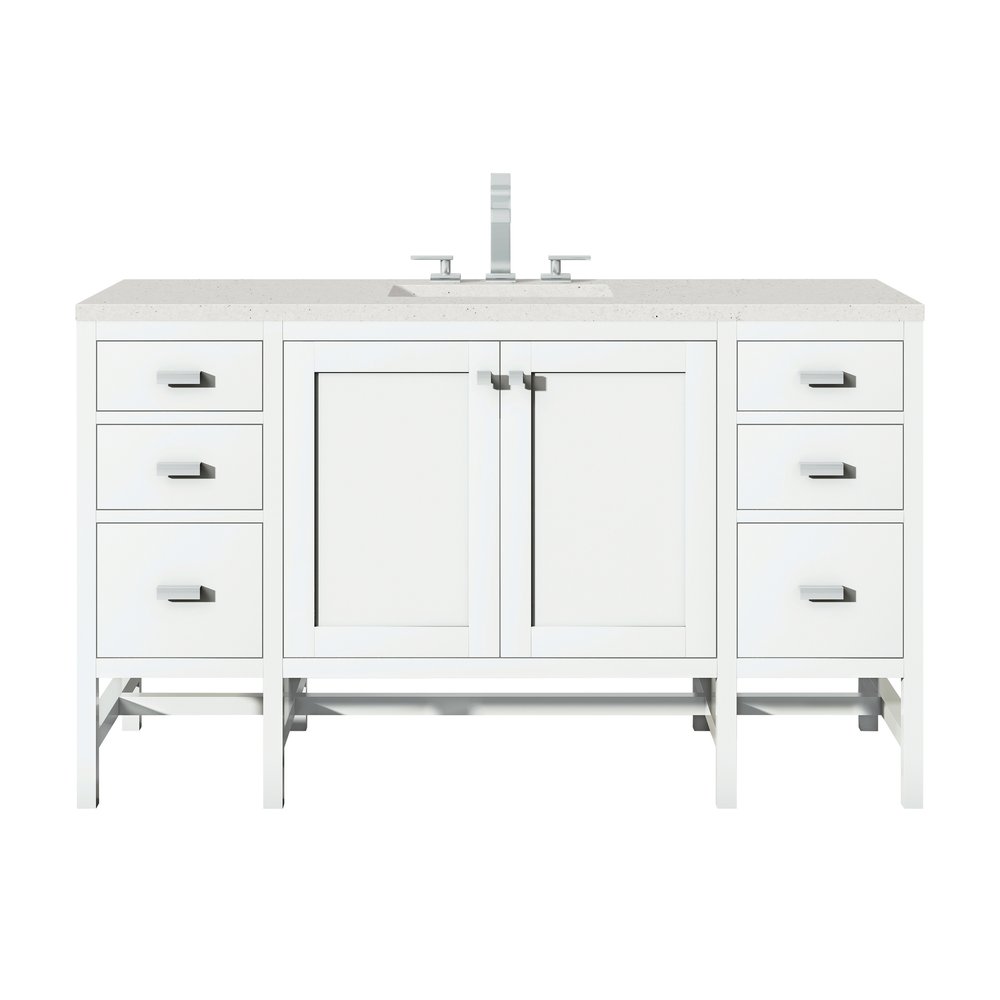 James Martin - Addison 60" Single Vanity, Glossy White w/ 3 CM Lime Delight Silestone Top - E444-V60S-GW-3LDL view 1