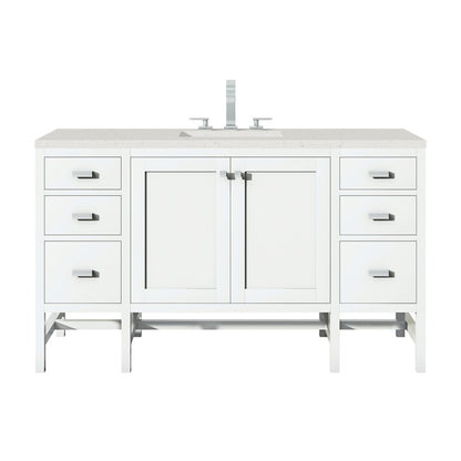James Martin - Addison 60" Single Vanity, Glossy White w/ 3 CM Lime Delight Silestone Top - E444-V60S-GW-3LDL view 1