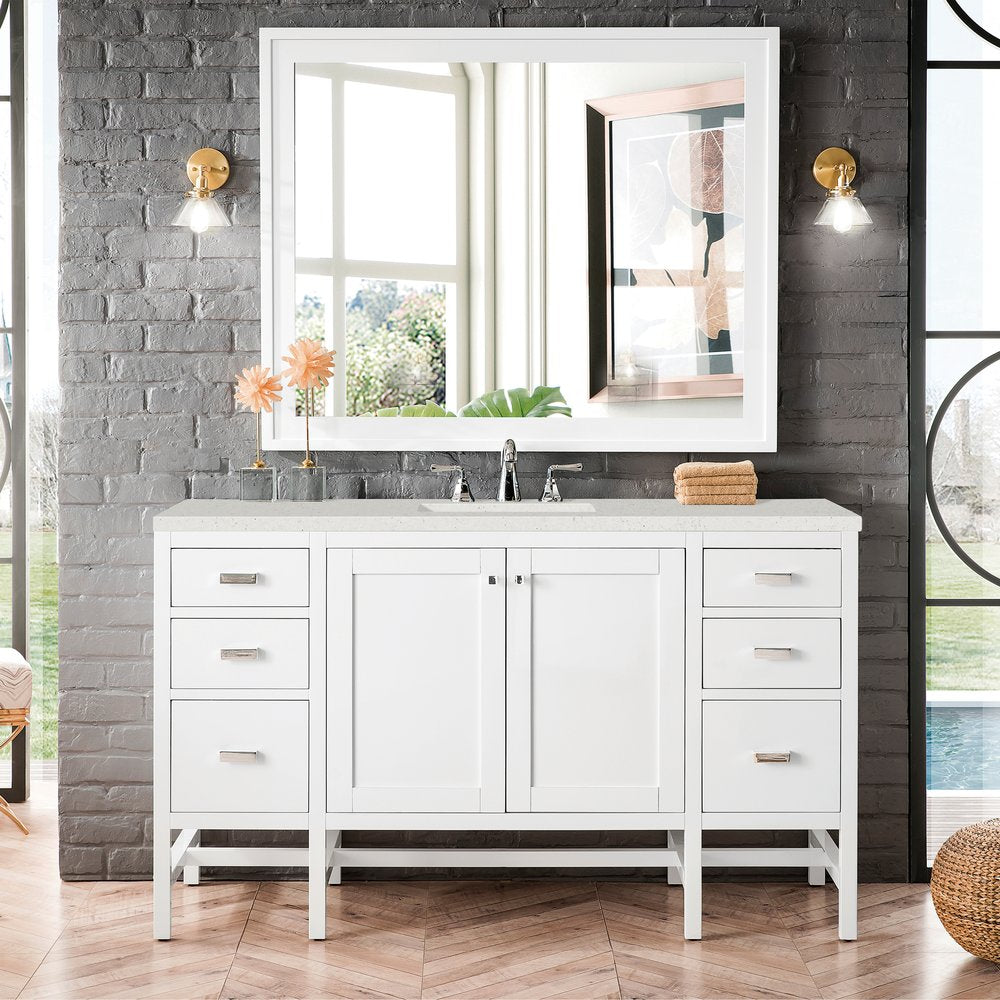 James Martin - Addison 60" Single Vanity, Glossy White w/ 3 CM Lime Delight Silestone Top - E444-V60S-GW-3LDL view 2