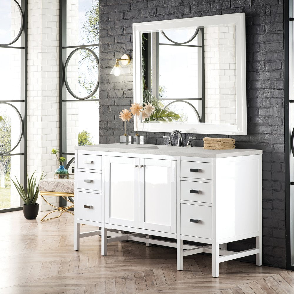 James Martin - Addison 60" Single Vanity, Glossy White w/ 3 CM Lime Delight Silestone Top - E444-V60S-GW-3LDL view 3