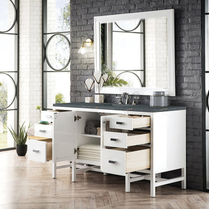 James Martin - Addison 60" Single Vanity, Glossy White w/ 3 CM Parisien Bleu Silestone Top - E444-V60S-GW-3PBL view 4