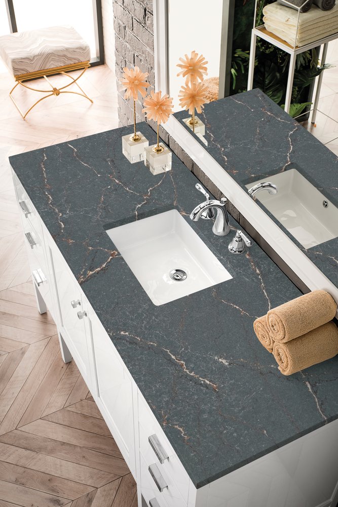 James Martin - Addison 60" Single Vanity, Glossy White w/ 3 CM Parisien Bleu Silestone Top - E444-V60S-GW-3PBL view 5