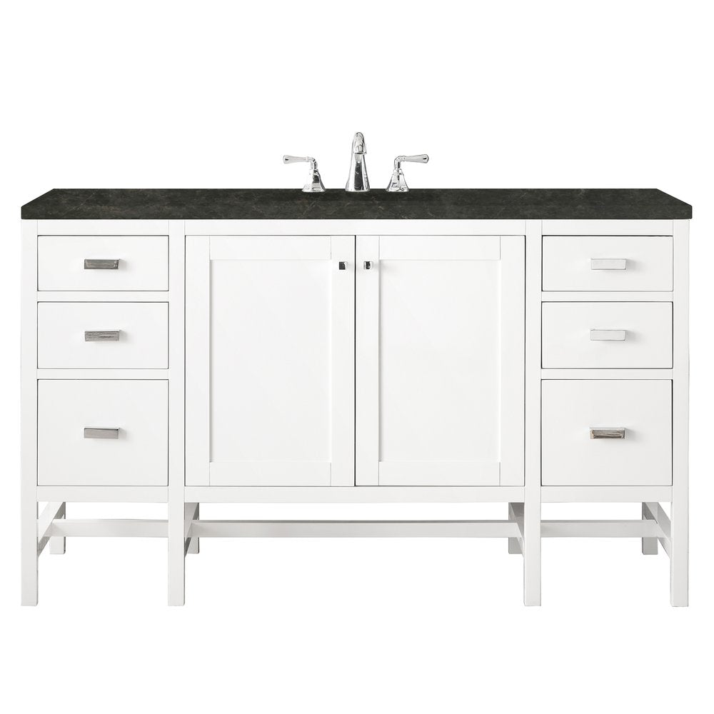 James Martin - Addison 60" Single Vanity, Glossy White, w/ 3 CM Phantome Eclos Top - E444-V60S-GW-3PHT view 1