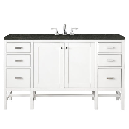 James Martin - Addison 60" Single Vanity, Glossy White, w/ 3 CM Phantome Eclos Top - E444-V60S-GW-3PHT view 1