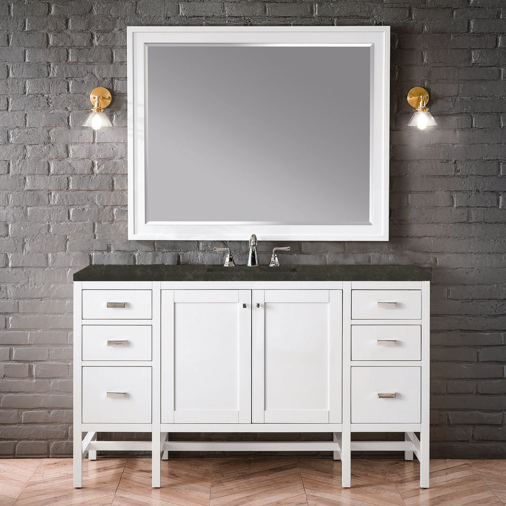James Martin - Addison 60" Single Vanity, Glossy White, w/ 3 CM Phantome Eclos Top - E444-V60S-GW-3PHT view 2