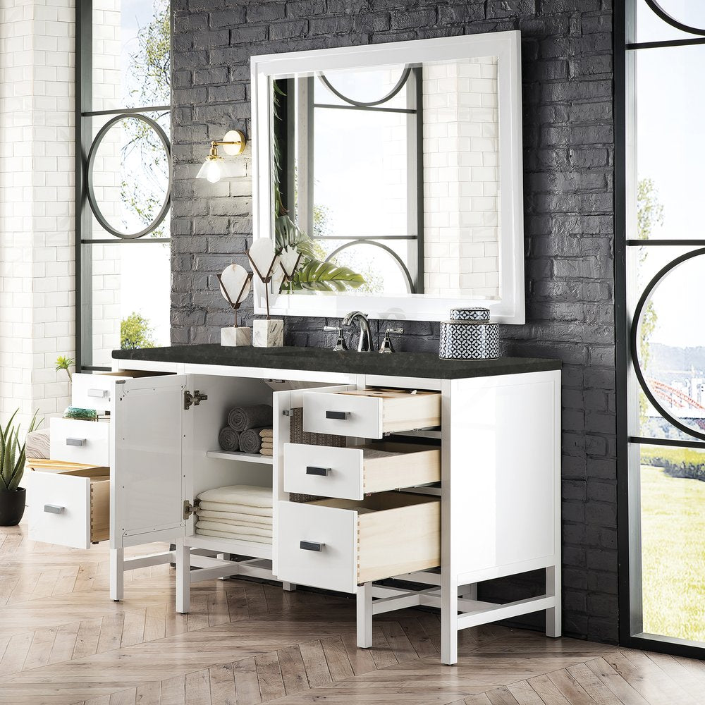 James Martin - Addison 60" Single Vanity, Glossy White, w/ 3 CM Phantome Eclos Top - E444-V60S-GW-3PHT view 3