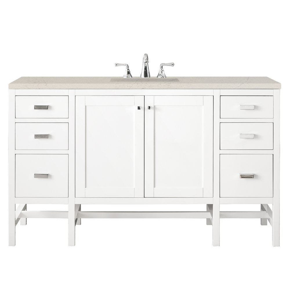 James Martin - Addison 60" Single Vanity, Glossy White, w/ 3 CM Siberian Silestone Top - E444-V60S-GW-3SFR view 1