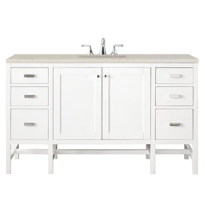 James Martin - Addison 60" Single Vanity, Glossy White, w/ 3 CM Siberian Silestone Top - E444-V60S-GW-3SFR view 1