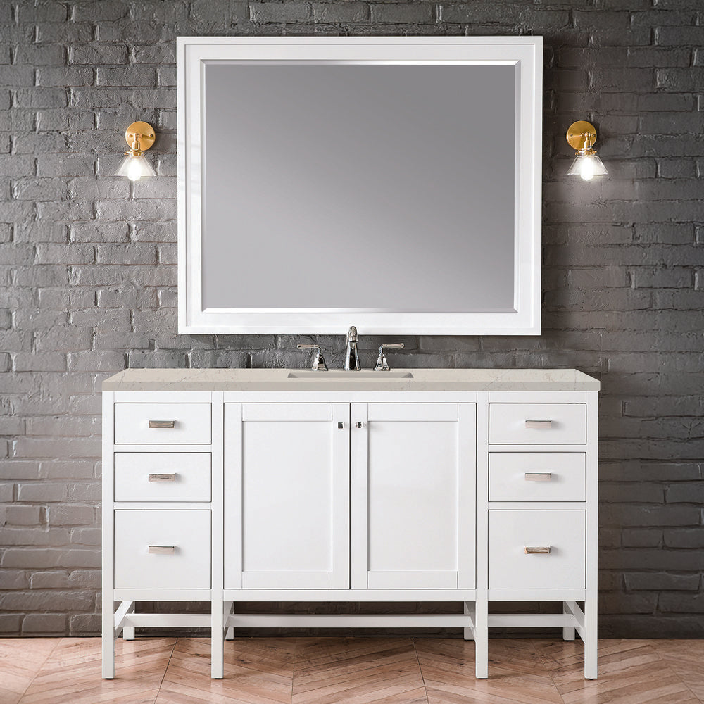 James Martin - Addison 60" Single Vanity, Glossy White, w/ 3 CM Siberian Silestone Top - E444-V60S-GW-3SFR view 2