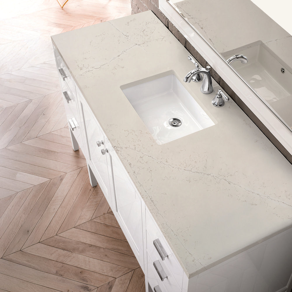 James Martin - Addison 60" Single Vanity, Glossy White, w/ 3 CM Siberian Silestone Top - E444-V60S-GW-3SFR view 4