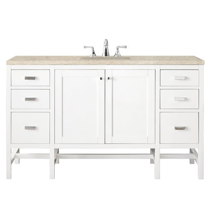 James Martin - Addison 60" Single Vanity, Glossy White, w/ 3 CM Tajnar Eclos Top - E444-V60S-GW-3TJR view 1