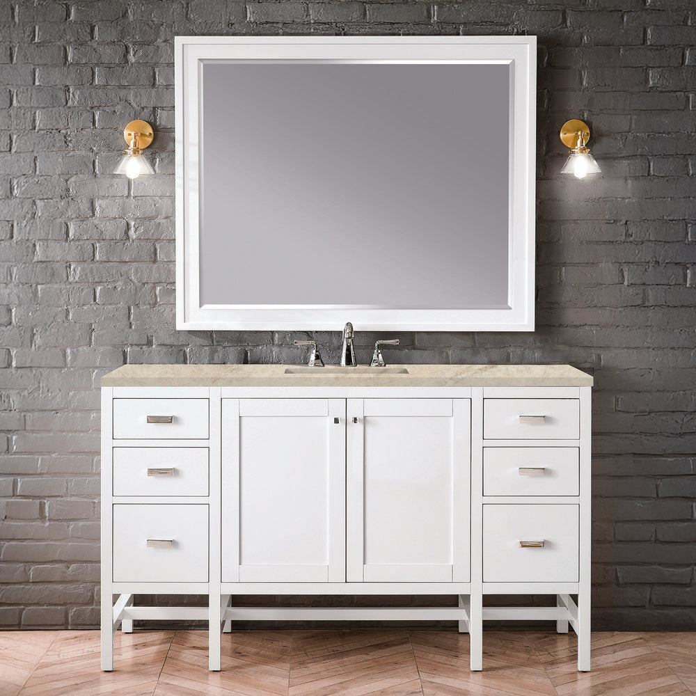 James Martin - Addison 60" Single Vanity, Glossy White, w/ 3 CM Tajnar Eclos Top - E444-V60S-GW-3TJR view 2