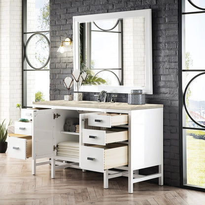 James Martin - Addison 60" Single Vanity, Glossy White, w/ 3 CM Tajnar Eclos Top - E444-V60S-GW-3TJR view 3