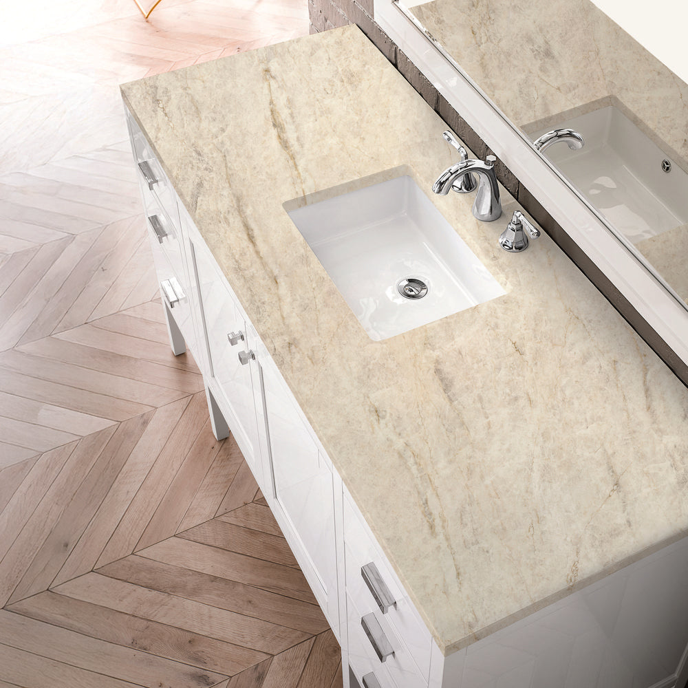 James Martin - Addison 60" Single Vanity, Glossy White, w/ 3 CM Tajnar Eclos Top - E444-V60S-GW-3TJR view 4