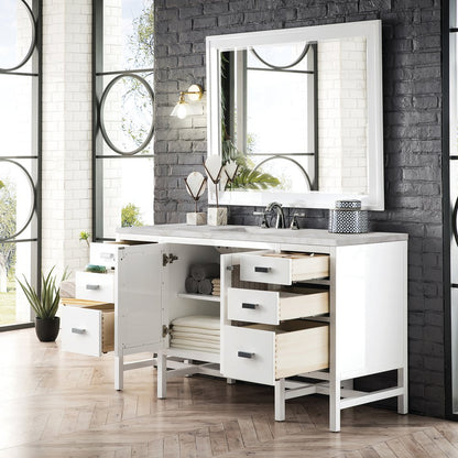 James Martin - Addison 60" Single Vanity, Glossy White w/ 3 CM Victorian Silver Silestone Top - E444-V60S-GW-3VSL view 4