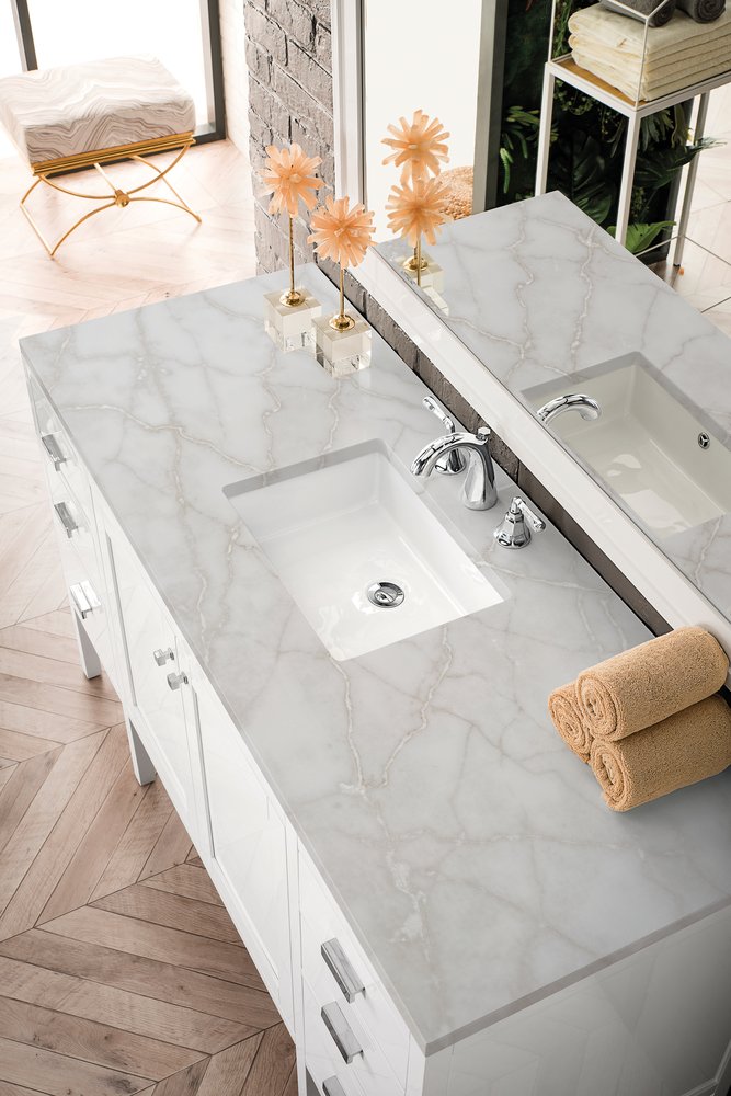 James Martin - Addison 60" Single Vanity, Glossy White w/ 3 CM Victorian Silver Silestone Top - E444-V60S-GW-3VSL view 5