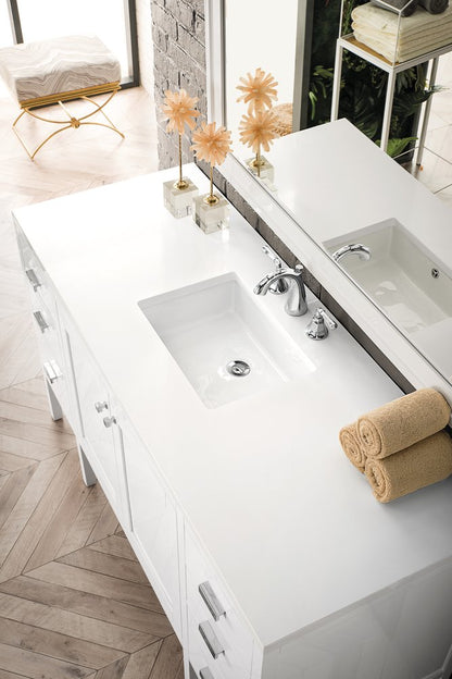 James Martin - Addison 60" Single Vanity, Glossy White w/ 3 CM White Zeus Silestone Top - E444-V60S-GW-3WZ view 3