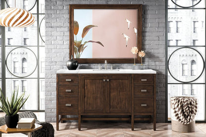 James Martin - Addison 60" Single Vanity, Mid-Century Acacia w/ 3 CM Carrara White Top - E444-V60S-MCA-3CAR view 2