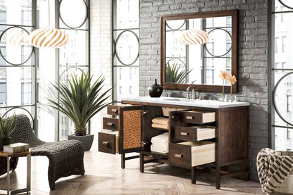 James Martin - Addison 60" Single Vanity, Mid-Century Acacia w/ 3 CM Carrara White Top - E444-V60S-MCA-3CAR view 4